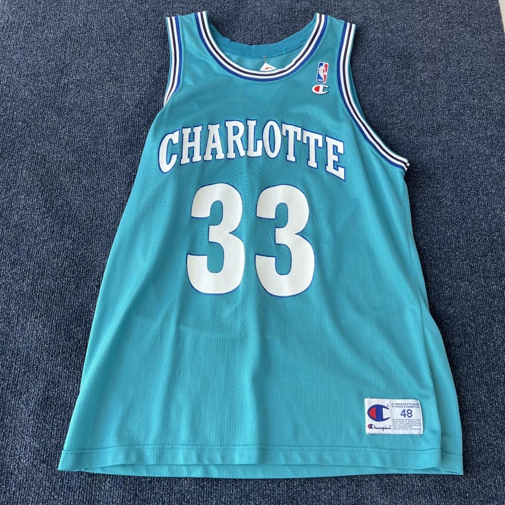 Vintage Charlotte Hornets Jersey Mens XL Teal NBA Basketball Mourning 33 90s
